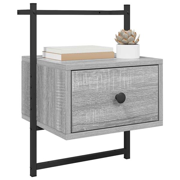 vidaXL Table de chevet murale sonoma gris 35x30x51cm bois d'ing&eacute;nierie