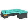 vidaXL Ensemble de canap&eacute; de jardin 10 pcs avec coussins noir r&eacute;sine tress&eacute;e