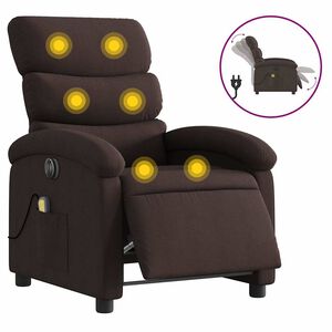 vidaXL Fauteuil de massage inclinable &eacute;lectrique Marron fonc&eacute; Tissu