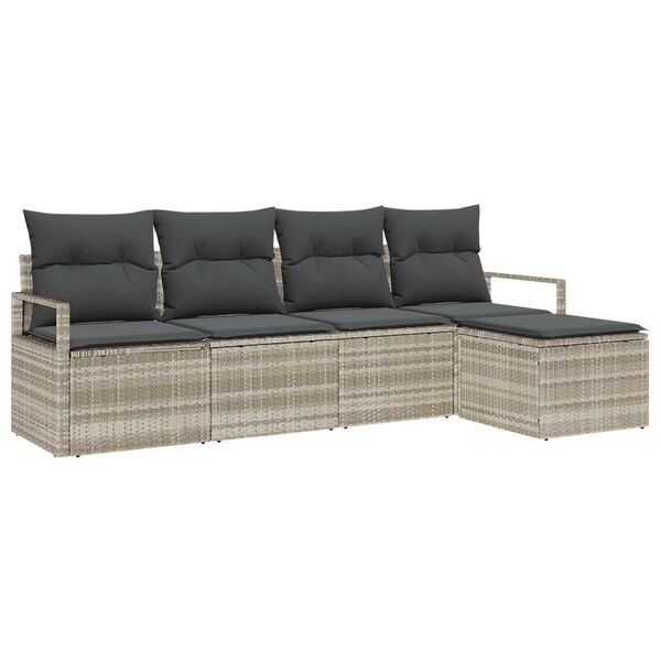 vidaXL Ensemble de Canap&eacute;s avec coussin 5 pcs Gris clair polyrotin