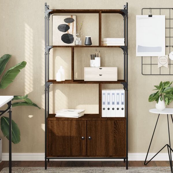 vidaXL Biblioth&egrave;que avec portes ch&ecirc;ne marron 76,5x30x154,5 cm
