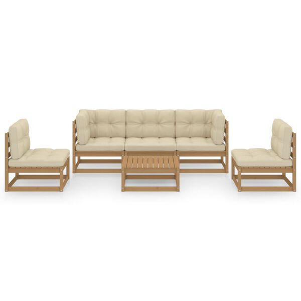 vidaXL Salon de jardin 6 pcs avec coussins Bois de pin massif