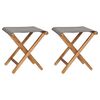 vidaXL Chaises pliables lot de 2 Bois teck solide et tissu Gris fonc&eacute;