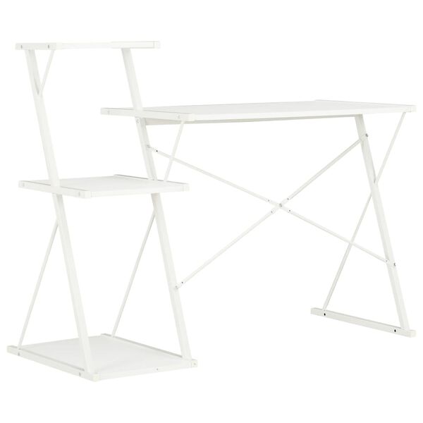 vidaXL Bureau avec &eacute;tag&egrave;re Blanc 116x50x93 cm