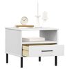 vidaXL Table de chevet avec pieds en m&eacute;tal Blanc Bois pin massif OSLO