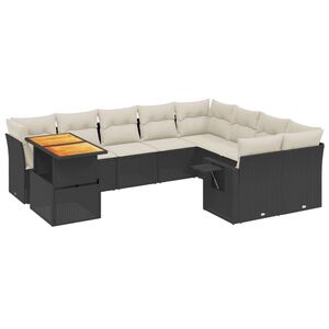 vidaXL Salon de jardin 10 pcs avec coussins noir r&eacute;sine tress&eacute;e