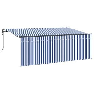 vidaXL Auvent r&eacute;tractable Bleu et Blanc 350 x 200 cm