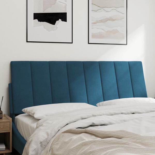 vidaXL Coussin de t&ecirc;te de lit Hanko bleu 120 cm velours