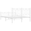 vidaXL Cadre de lit m&eacute;tal sans matelas et pied de lit blanc 140x190 cm