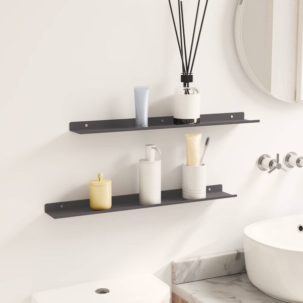 vidaXL &Eacute;tag&egrave;re flottante 2 pcs Noir 60 x 8,5 x 2,5 cm Acier
