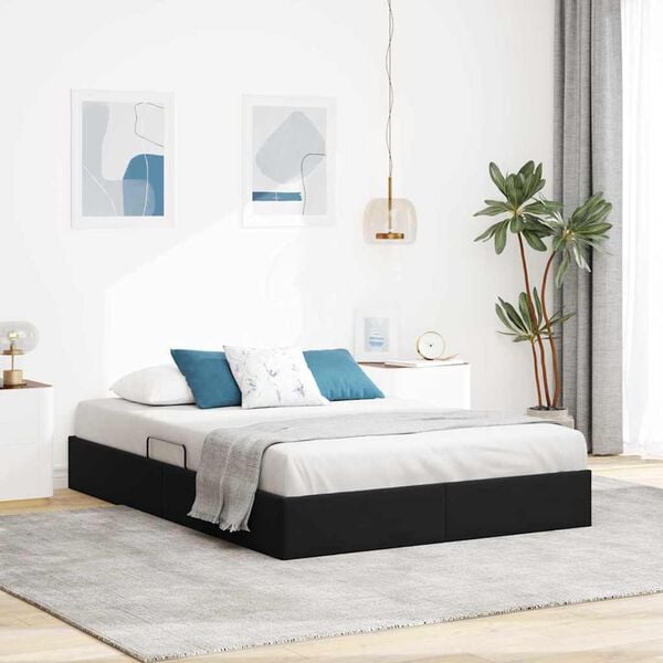 vidaXL Lit de Rangement avec matelas Noir 140 x 200 cm Velours