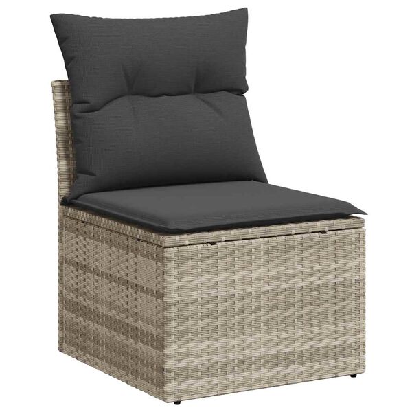 vidaXL Salon de jardin 6 pcs avec coussins gris clair r&eacute;sine tress&eacute;e