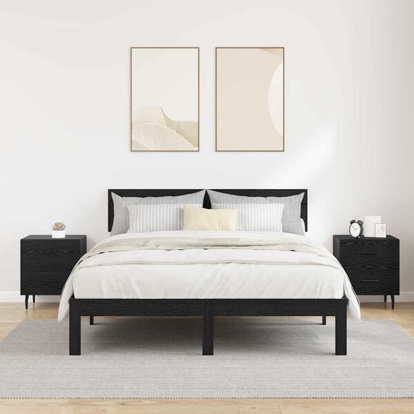 vidaXL Cabinet de chevet 2 pcs Ch&ecirc;ne noir 40 x 35 x 47,5 cm