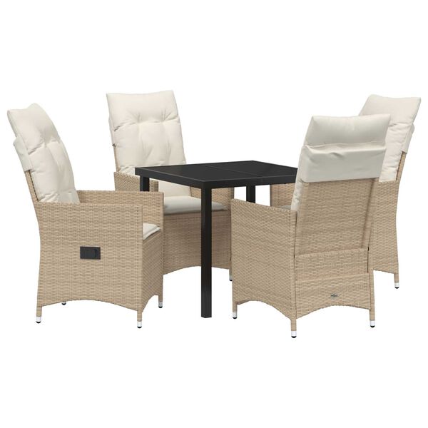 vidaXL Ensemble de salle &agrave; manger pour jardin 5 pcs Beige polyrotin