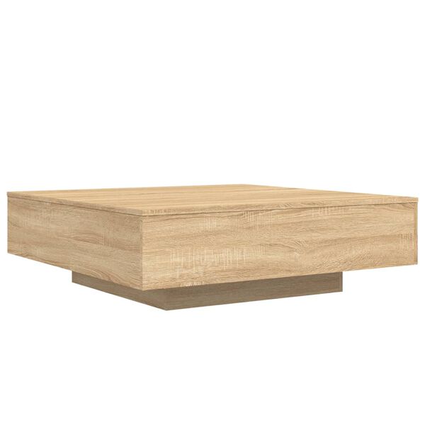 vidaXL Table basse avec lumi&egrave;res LED ch&ecirc;ne sonoma 100x100x31 cm
