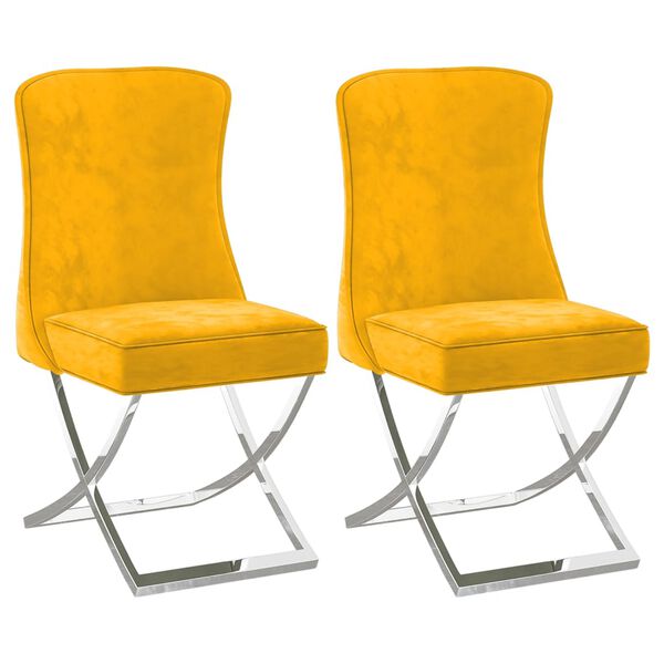 vidaXL Chaises &agrave; manger lot de 2 Jaune moutarde Velours