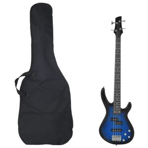 vidaXL Guitare basse &eacute;lectrique de d&eacute;butants sac bleu et noir 4/4 46"