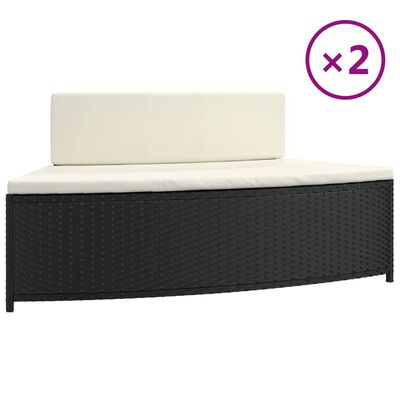 vidaXL Bancs de spa avec coussins lot de 2 noir résine tressée