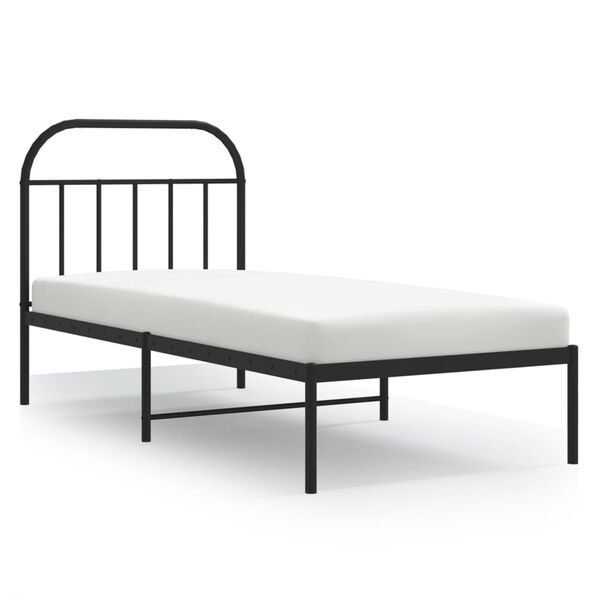 vidaXL Cadre de lit m&eacute;tal sans matelas avec t&ecirc;te de lit noir 80x200 cm