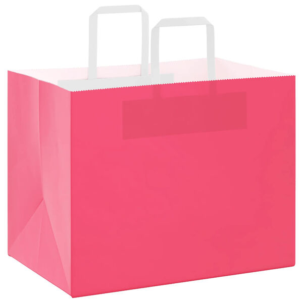 vidaXL Sacs en papier 50 pcs avec poign&eacute;es rose 32x22x24 cm