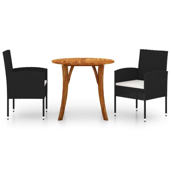 vidaXL Ensemble &agrave; manger de jardin 3 pcs Noir