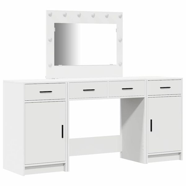vidaXL Table de Toilette avec tiroir 3 pcs Blanc Bois d'ingénierie