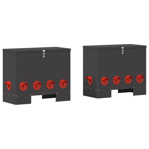 vidaXL Mangeoire pour poules 2 pcs Noir 60,5 x 29 x 51 cm
