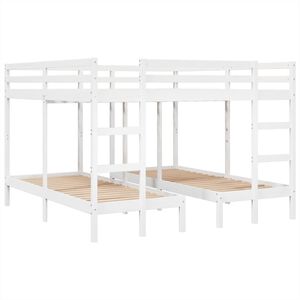 vidaXL Lit superpos&eacute; triple blanc 200x200/80x200 cm bois de pin massif