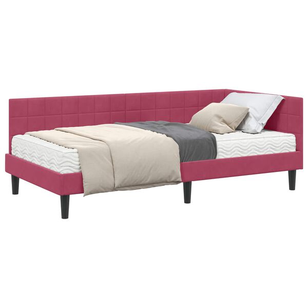 vidaXL Cadre de lit d'angle avec matelas 2 pcs Vert Velours