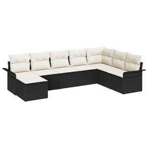 vidaXL Ensemble de canap&eacute; de jardin 8 pc Noir Poly rotin