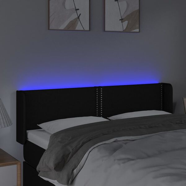 vidaXL T&ecirc;te de lit &agrave; LED Noir 147x16x78/88 cm Tissu