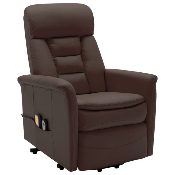 vidaXL Fauteuil de massage Marron Similicuir