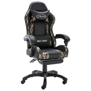 vidaXL Fauteuil de jeux vid&eacute;o repose-pied Noir/camouflage Similicuir