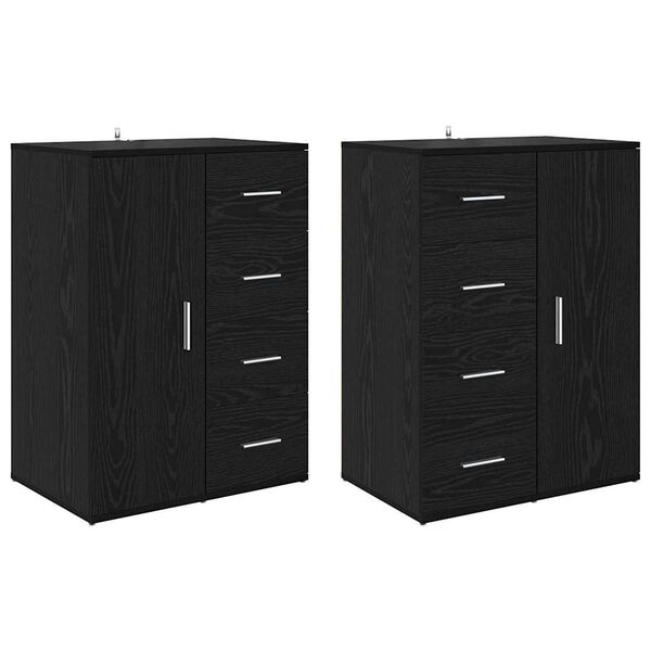 vidaXL Buffets avec tiroir Corona 2 pcs Ch&ecirc;ne noir 59 x 39 x 80 cm