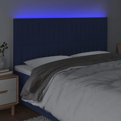 vidaXL Tête de lit à LED Bleu 180x5x118/128 cm Tissu