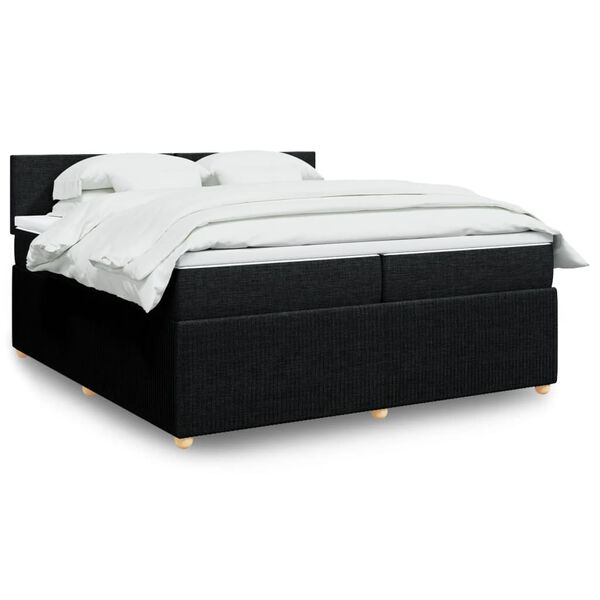vidaXL Sommier &agrave; lattes de lit avec matelas Noir 200x200 cm Tissu