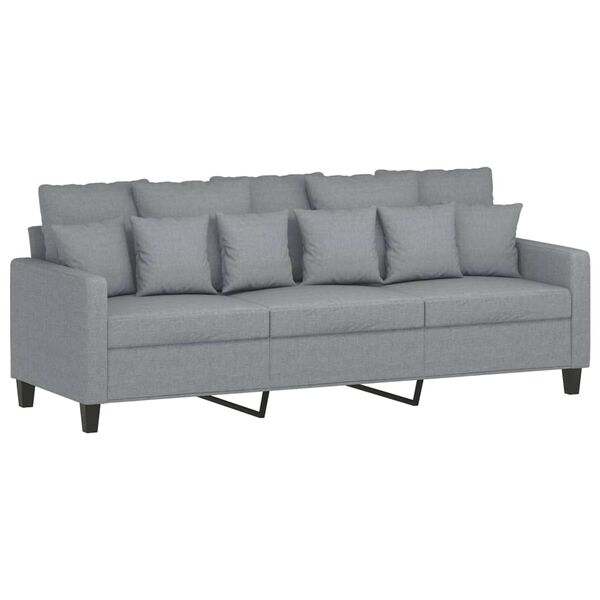vidaXL Canap&eacute; &agrave; 3 places avec repose-pieds Gris clair 180 cm Tissu
