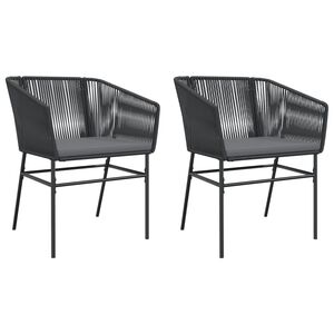 vidaXL Chaises de jardin lot de 2 avec coussins noir r&eacute;sine tress&eacute;e