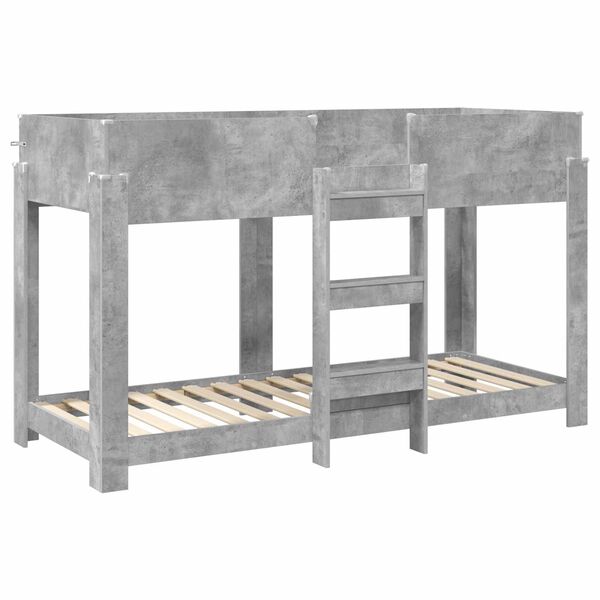 vidaXL Lit Superpos&eacute; pour Enfants avec matelas Gris b&eacute;ton 75 x 190 cm