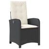 vidaXL Chaise inclinable de jardin avec coussins noir r&eacute;sine tress&eacute;e