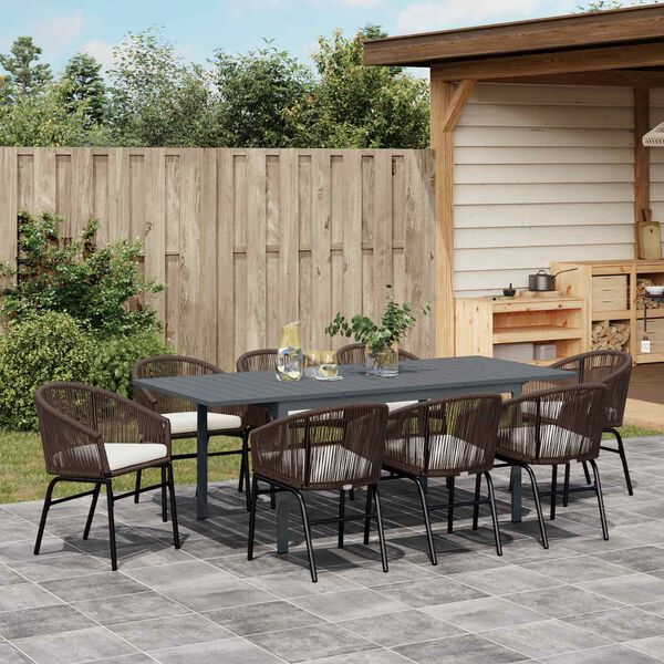 vidaXL Ensemble de salle &agrave; manger pour jardin 9 pcs Marron polyrotin