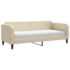 vidaXL Lit de jour avec matelas cr&egrave;me 80x200 cm tissu