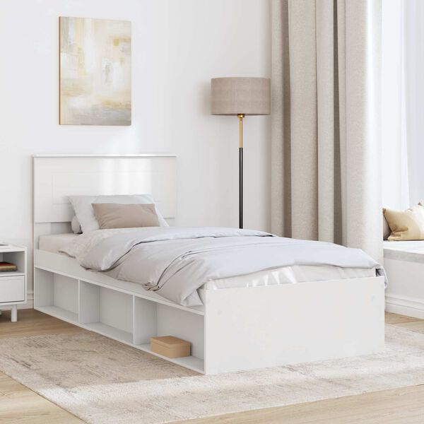 vidaXL Cadre de lit Blanc 100 x 200 cm Bois d'ing&eacute;nierie