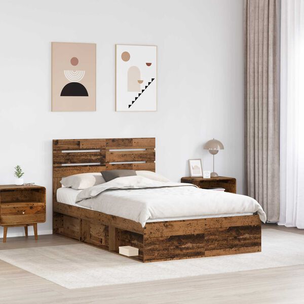 vidaXL Cadre de lit Bois ancien 120 x 190 cm Pin massif