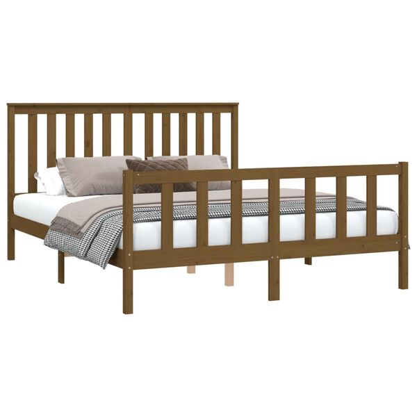 vidaXL Cadre de lit sans matelas marron bois massif