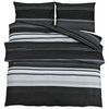 vidaXL Ensemble de housse de couette rayures noires 200x200 cm coton