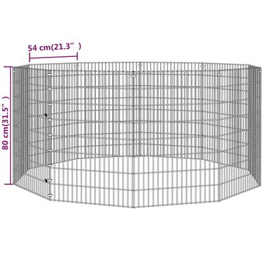 vidaXL Cage à lapin 10 panneaux 54x80 cm Fer galvanisé