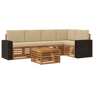 vidaXL Ensemble de canap&eacute;s d'ext&eacute;rieur 6 pc Naturel et Beige Polyester