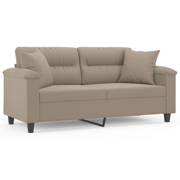 vidaXL Canap&eacute; 2 places avec oreillers taupe 140 cm tissu microfibre
