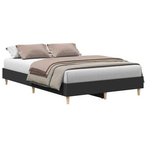 vidaXL Cadre de lit sans matelas noir 135x190 cm bois d'ing&eacute;nierie